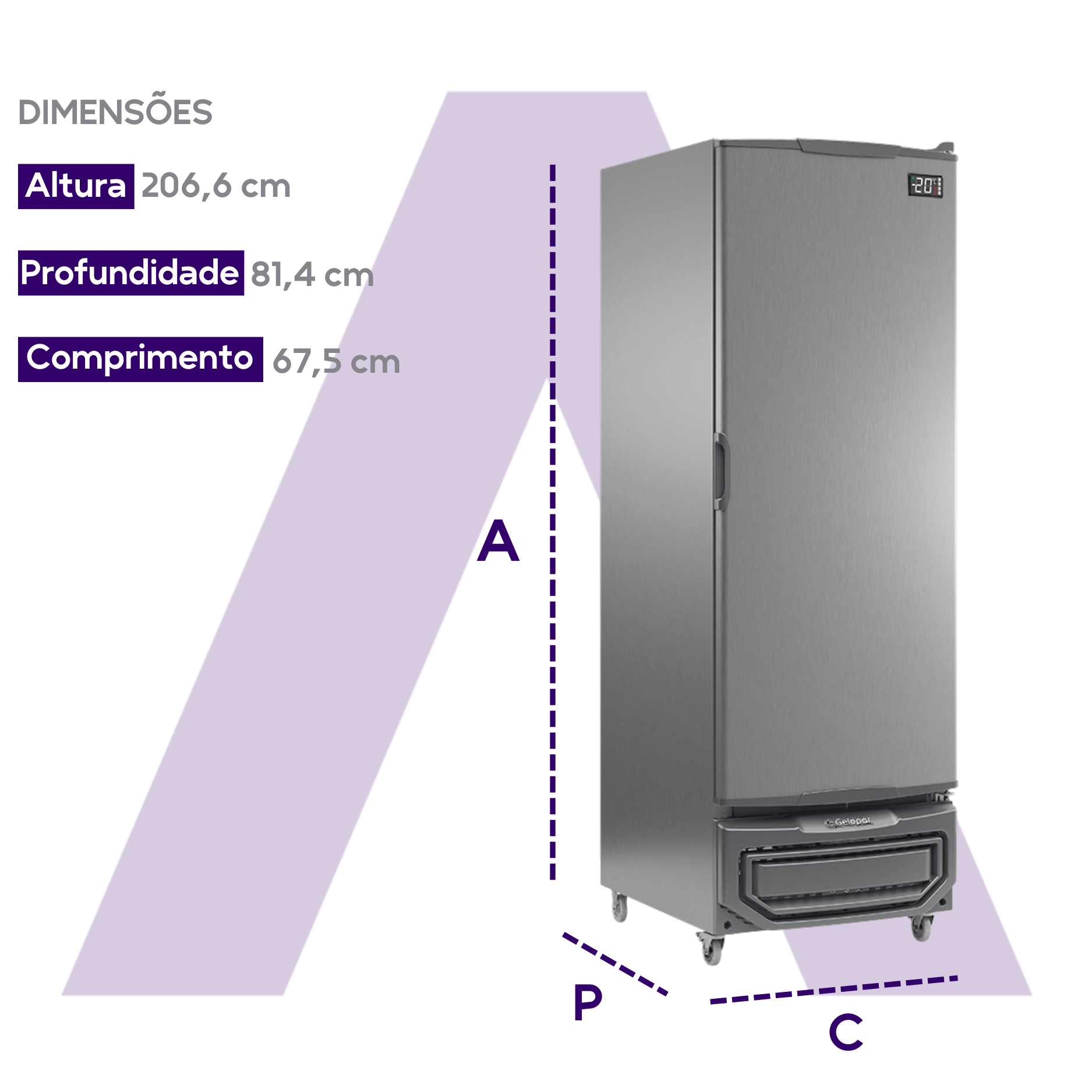 Freezer Vertical 578L -18°C a -22°C GPF-57 Preto Gelopar