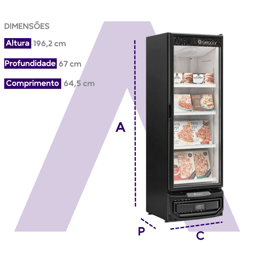 Freezer Vertical 578L -18°C a -22°C GPF-57 Preto Gelopar